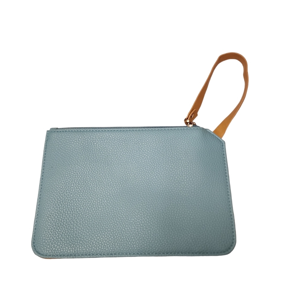 Globe Trotter Blue Leather Envelope Wristlet - Picture 2 of 10